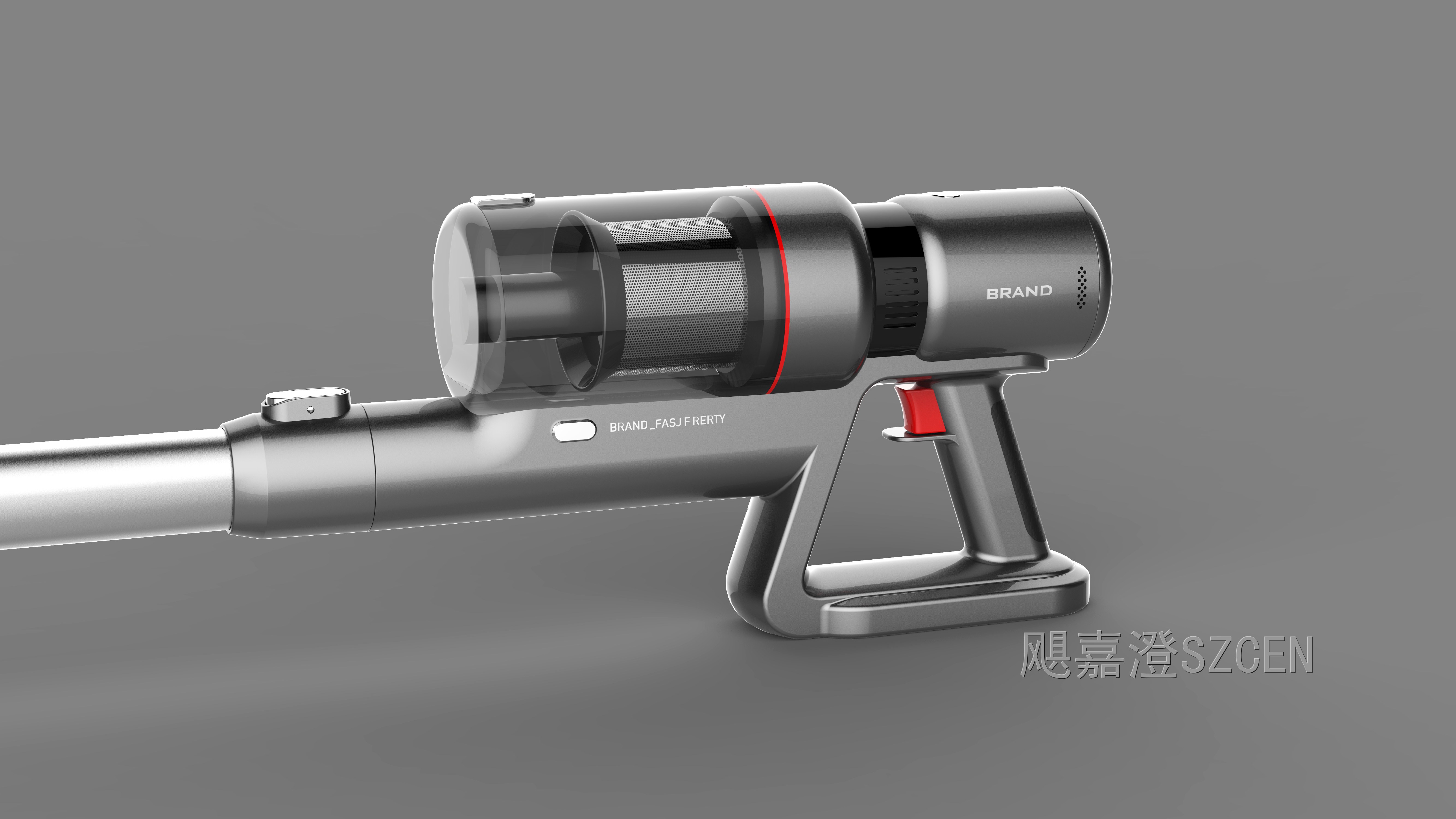 无线手持吸尘器｜金属质感杆式吸尘设备整机外观与结构设计