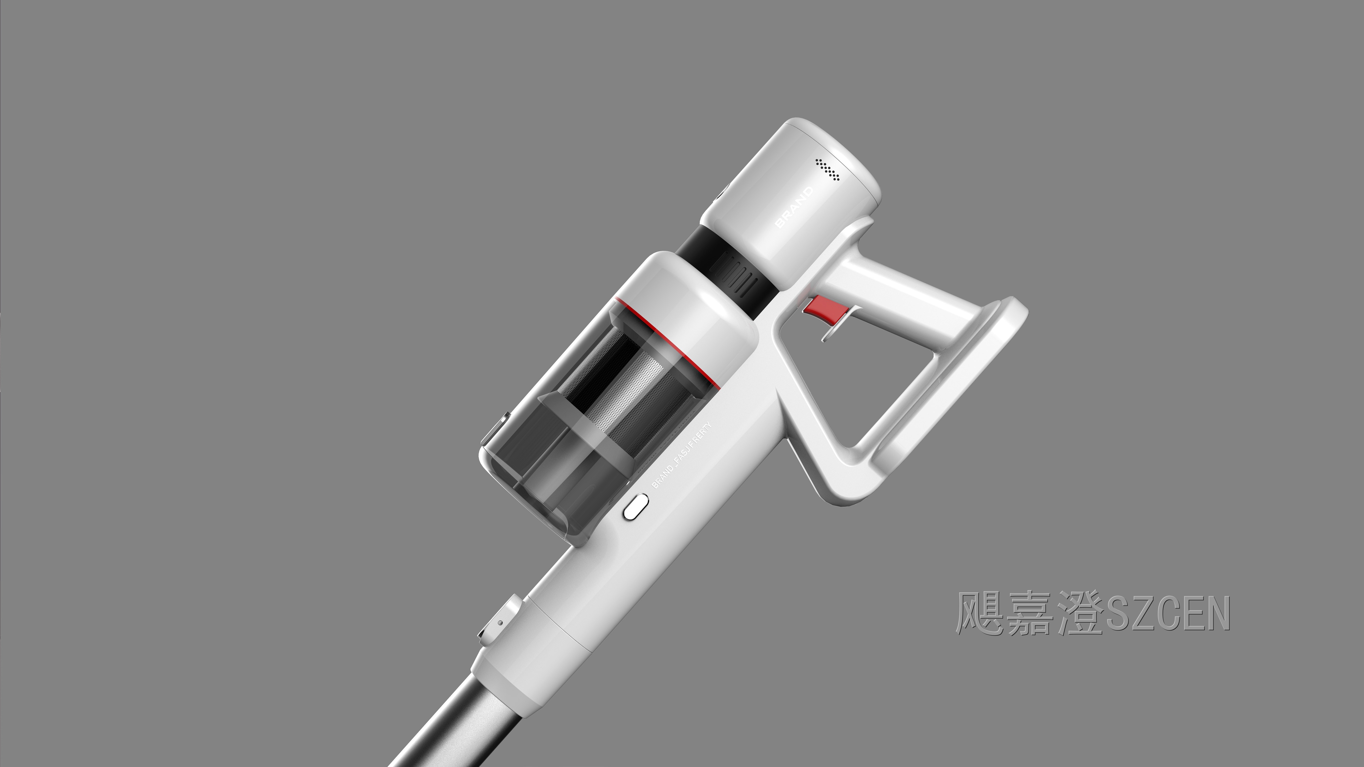 无线手持吸尘器｜金属质感杆式吸尘设备整机外观与结构设计