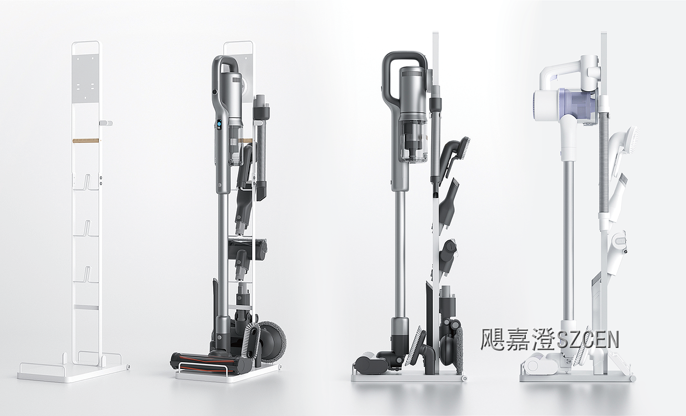 吸尘器免打孔收纳支架｜立式分层收纳家具外观与结构设计