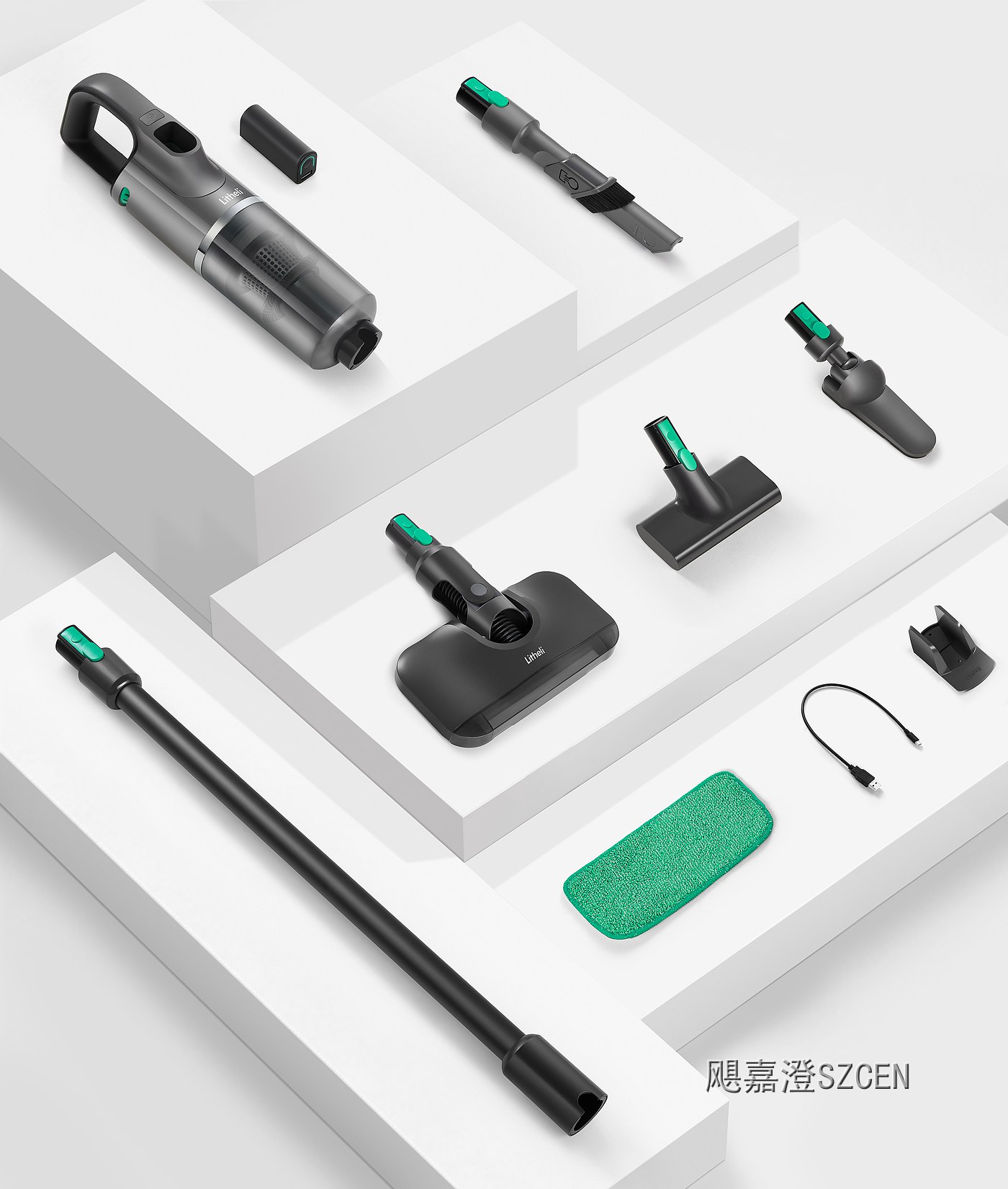 轻便型吸尘器｜吸拖一体轻量清洁设备外观与结构设计