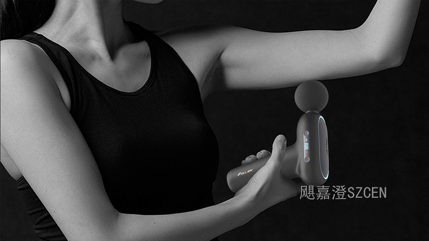 筋膜枪｜L型曲面手柄便携按摩设备外观与结构设计