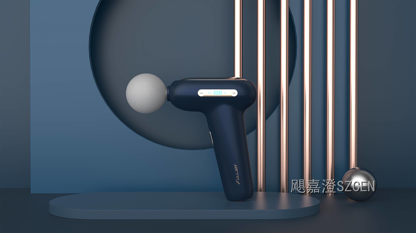 筋膜枪｜L型曲面手柄便携按摩设备外观与结构设计