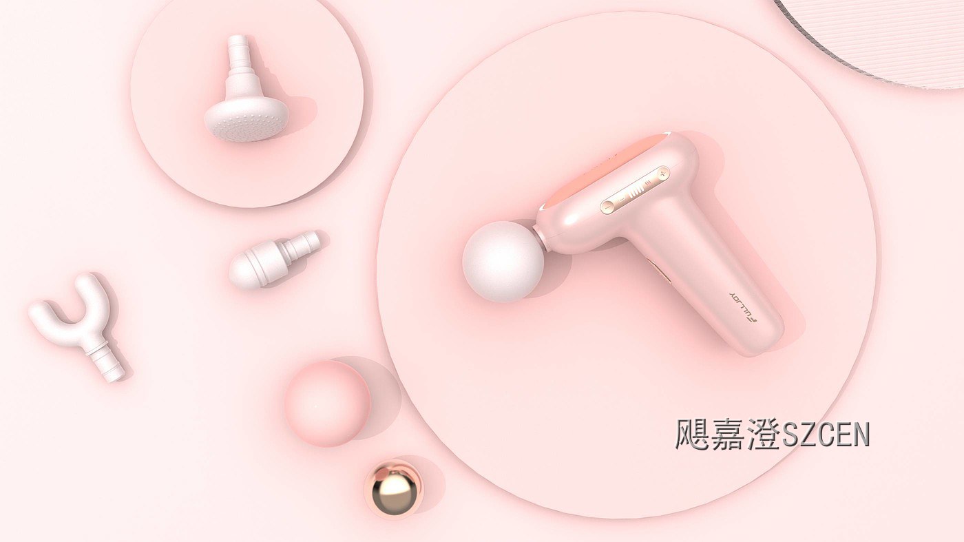 筋膜枪｜L型曲面手柄便携按摩设备外观与结构设计