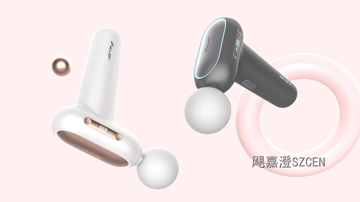 筋膜枪｜L型曲面手柄便携按摩设备外观与结构设计