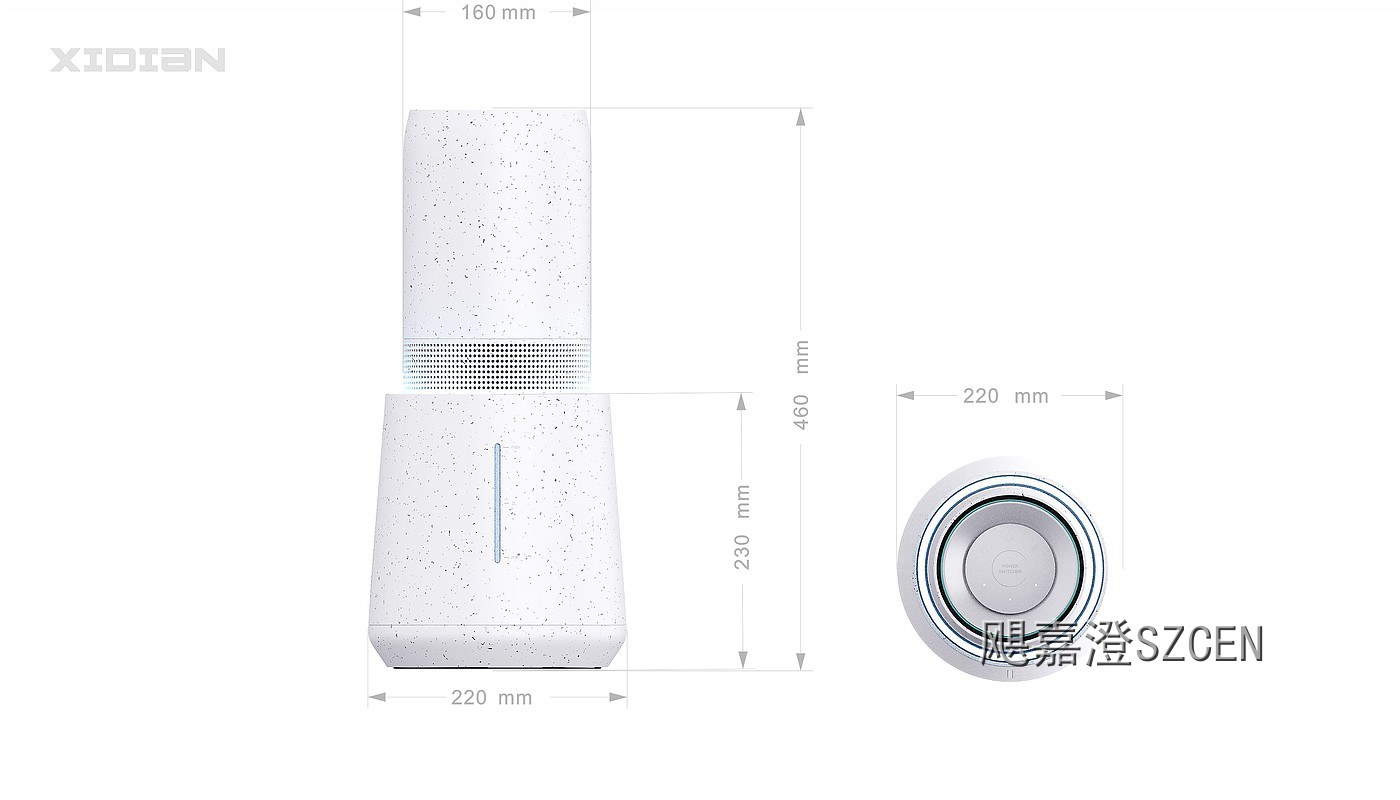 加湿器｜分体式圆柱加湿设备外观与结构设计