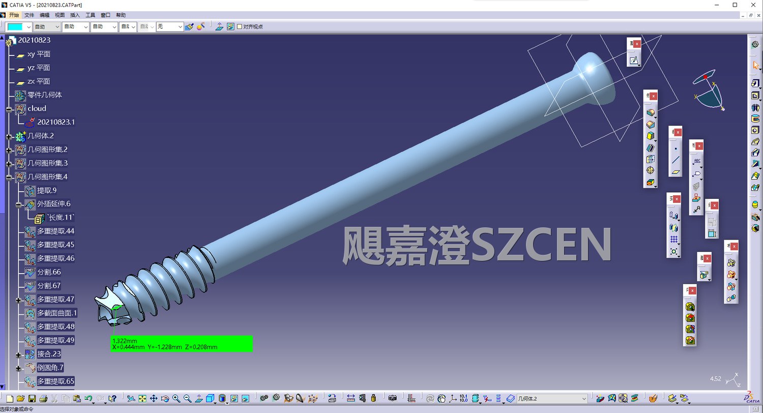 钛合金骨钉｜逆向测绘建模设计2 飓嘉澄