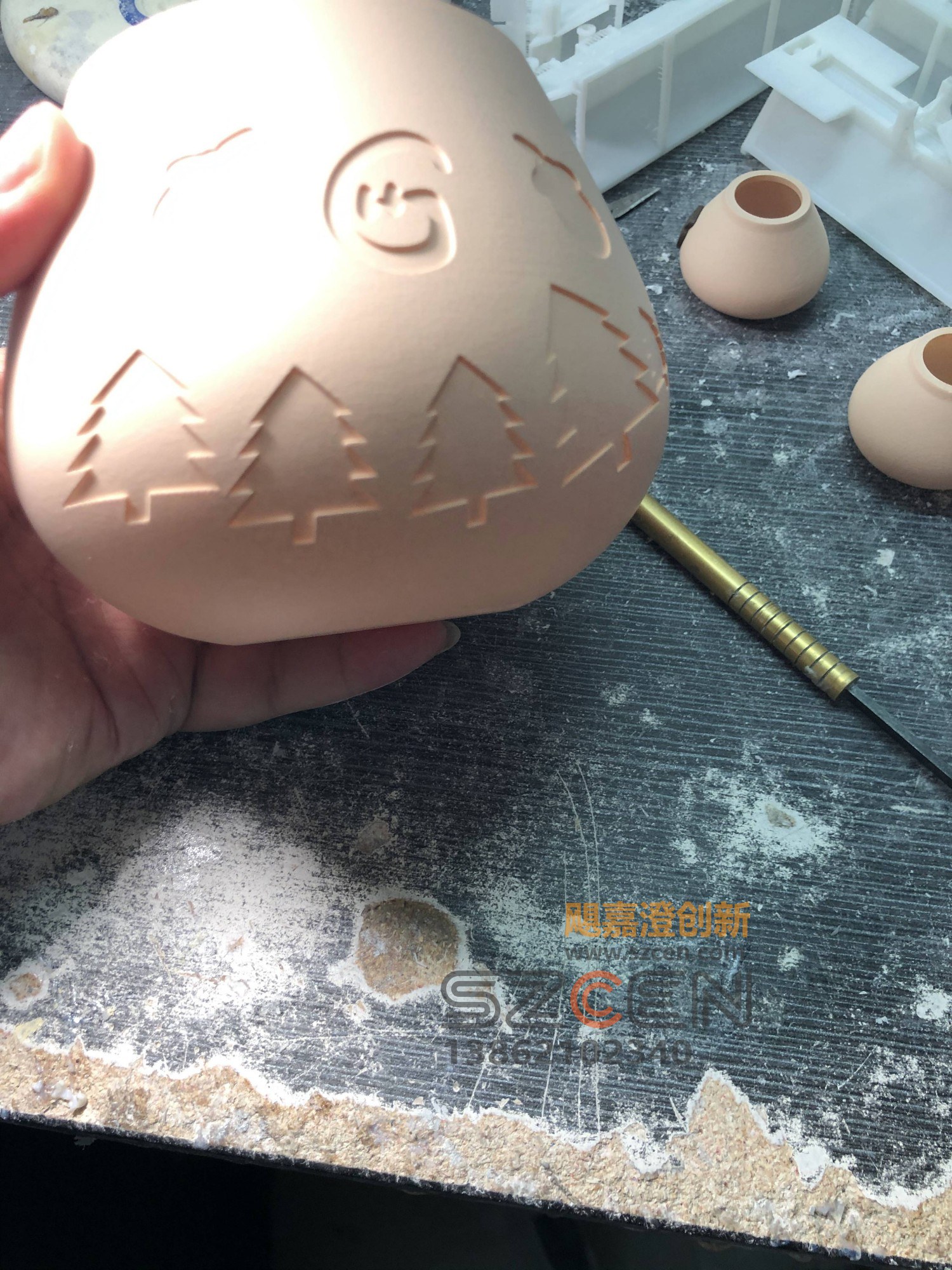 文创茶罐模型｜浮雕纹样与手工修刻